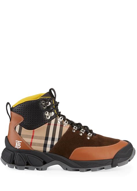 burberry men's vintage check leather hiking boots|Burberry Limited.